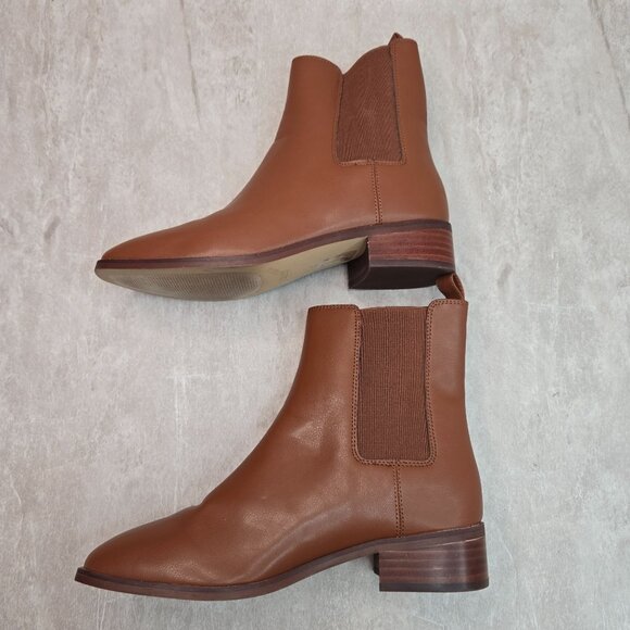 J. Crew Western Chelsea Boots Size 7 Brown Faux Leather Low Heel Ankle Booties - Picture 6 of 12